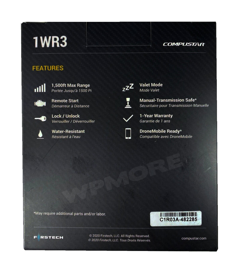 Compustar Prime RF-1WR3-AP 1-Way 1500-FT Remote Upgrade Kit - New Design Case