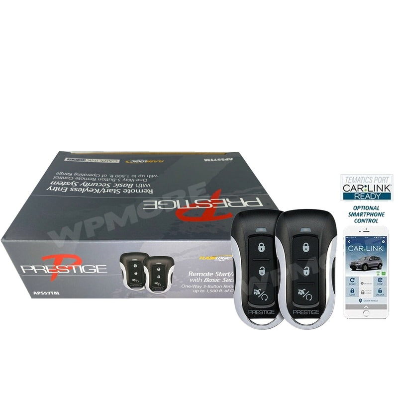 Prestige APS57TM Remote Start Keyless System + CARLINK ASCLBTLR 2-Way 1-Mile