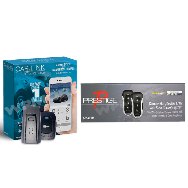 Prestige APS57TM Remote Start Keyless System + CARLINK ASCLBTLR 2-Way 1-Mile