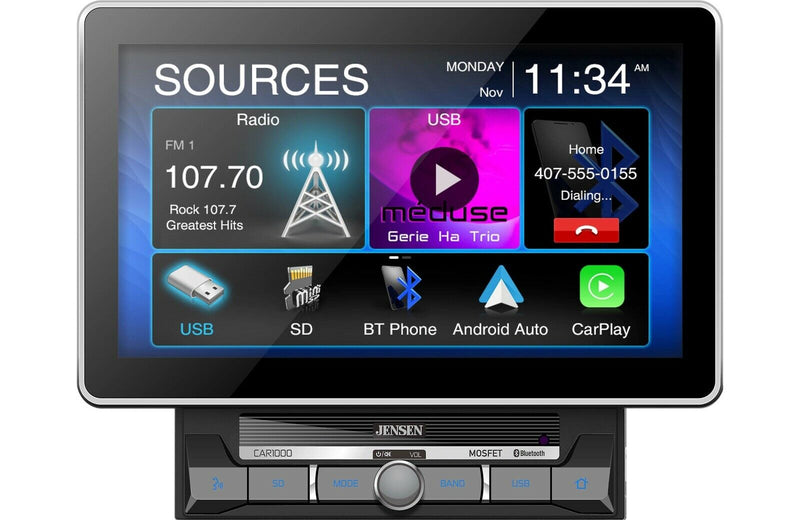 Jensen CAR1000 10” Touch Screen CarPlay Android Auto Media Receiver Bluetooth