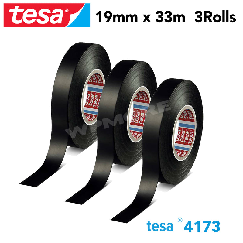 Tesa 4173 PV2 Soft PVC Film Wire Tape with Acrylic Adhesive 19 mm X 33 m 3 Rolls